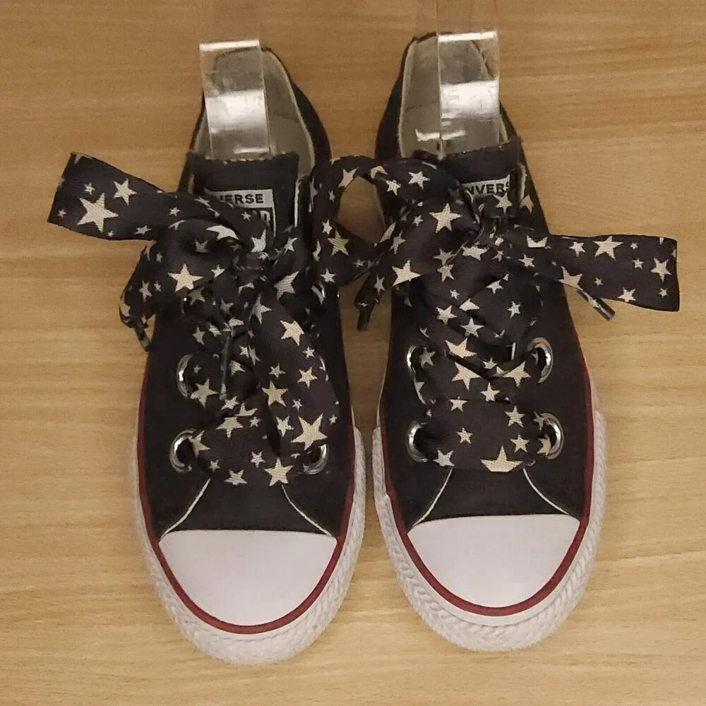 Converse Chuck Taylor Girl's Charcoal Grey Sneaker Ribbon Laces 2